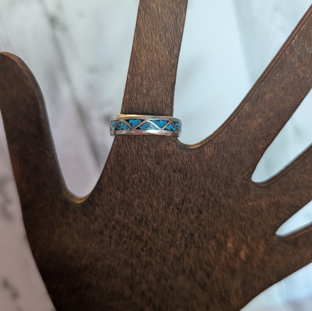 Vintage Chip Turquoise ring sz10.5